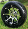 12" BANSHEE Machined/Black Wheels and Low Profile Golf Cart Tires