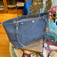 RENEE VEGAN BAG Blue Sun Burst Circles Mid-Size Bag