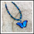 #20. Blue Butterfly Necklace: $75
 Niobium

• Swarovski crystal
• Bohemian glass
• Silver overlay chain
• Adjustable: 18-20" long
• Drop: 3/4" l. x 1" w
