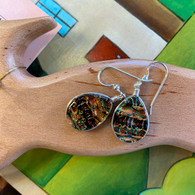 FAUX SILK FUSED GLASS EARRINGS SET IN SILVER
HANDMADE IN THE USA