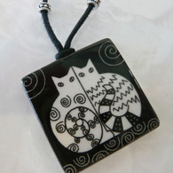 VIRGINIA MISKA CERAMIC JEWELRY Side-by- Side Cat Necklace