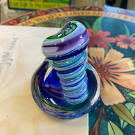 MICHAEL HUDSON ART GLASS Pen Holder Purple Green Mountain