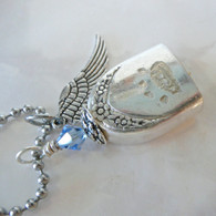 ANGEL PAW FUR-EVER BELL Light Sapphire Swarovski Crystal Necklace 121