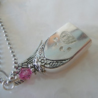 ANGEL PAW FUR-EVER BELL Pink Frost Swarovski Crystal Necklace 0080