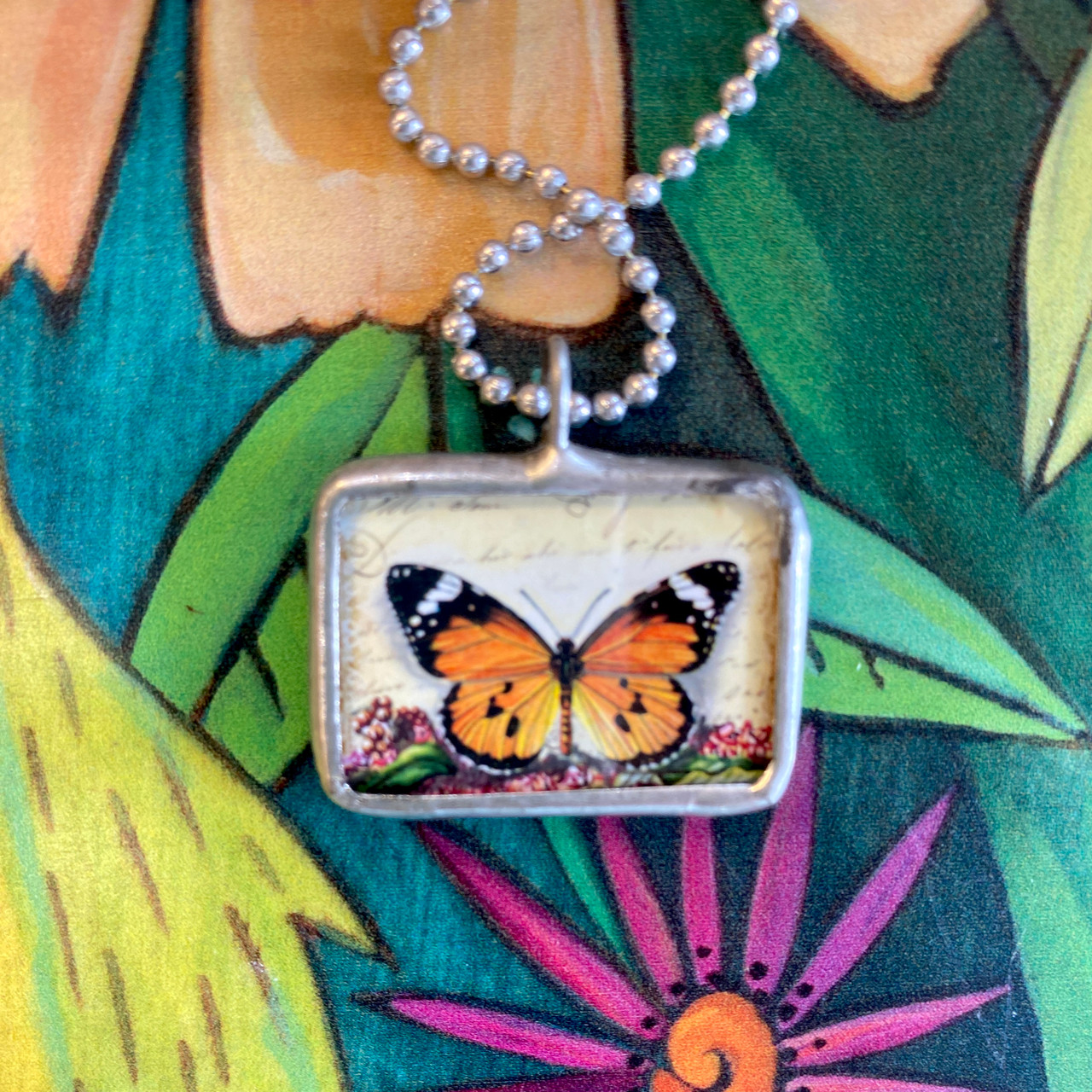 Silver butterfly pendant • 1