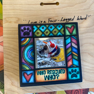 MACONE STUDIO WHO RESCUED WHO? WOOD PICTURE FRAME