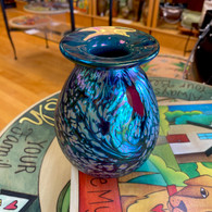 HUNTER ART GLASS Mini Green Dichroic Chip Vase