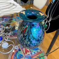 RICK HUNTER ART GLASS Green Wrap Vase
