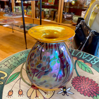 RICK HUNTER ART GLASS Large gold Lip Vase