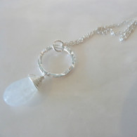 SEMA GURERK Hammered Silver Circle with Moonstone Necklace