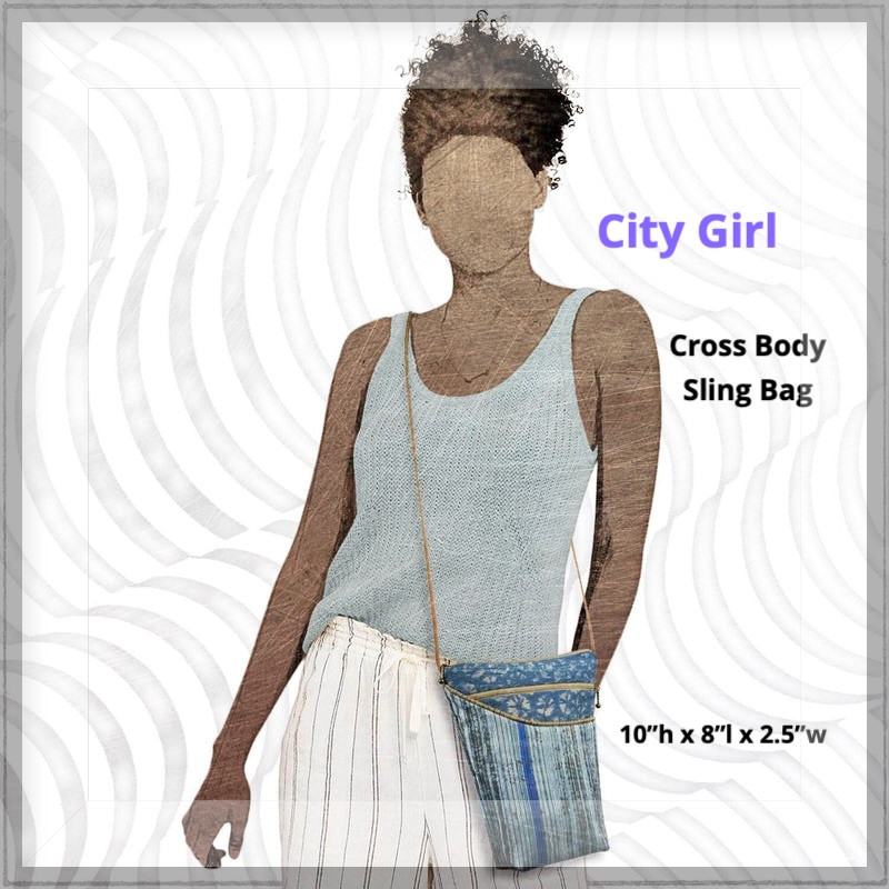 MARUCA DESIGN VEGAN-FRIENDLY BAGS New Tapestry Black City Girl Cross Body  Sling Bag
