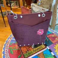 RENEE VEGAN BAG Plum Tapestry Flower Embroidery Traveler Bag 