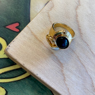 CHRISTOPHE POLY HANDMADE Oval Cat's Eye Onyx RING in Gold