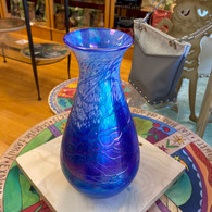 Tom Stoenner Art Glass Luster Blue Mother Vase