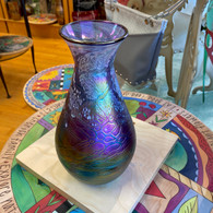Tom Stoenner Art Glass Purple Luster Mother Vase 