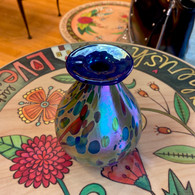 RICK HUNTER ART GLASS Blue Luster Vase