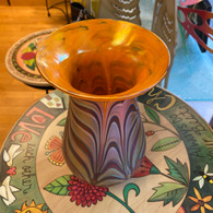 RICK HUNTER ART GLASS Orange Vine & Flame Vase