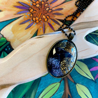DREAMBIRD ART Raven Gold Leaf Pendant