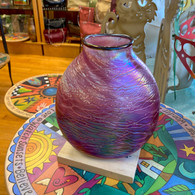 TOM STOENNER ART GLASS VASE Luster Pouch Vase Coral