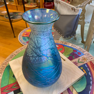 TOM STOENNER ART GLASS VASE Luster Mother Vase Aqua Green
