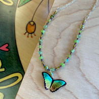 HOLLY YASHI Green Gold Butterfly Necklace
