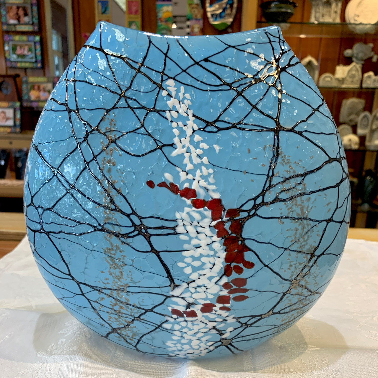 Vines Art Glass Heart Ornaments
