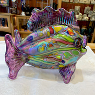 RICK HUNTER ART GLASS Purple Fish Sculpture 