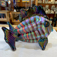 RICK HUNTER ART GLASS Purple Cobra Stripped Fish Sculpture