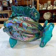 RICK HUNTER ART GLASS Teal Fish Sculpture