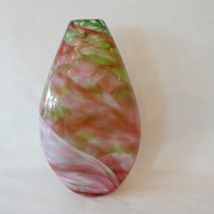 MARK ROSENBAUM ART GLASS VASE Large Teardrop Vase Pink/Green 