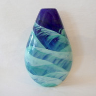  MARK ROSENBAUM ART GLASS VASE Large Teardrop Vase Blue/Green 