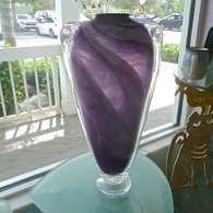 MARK ROSENBAUM ART GLASS VASE Tall Shoulder Vase Purple Swirl