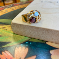 CHRISTOPHE POLY HANDMADE Cranberry Oval Cat's Eye RING in Gold