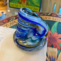 MICHAEL HUDSON ART GLASS Pen Holder ROYAL BLUES 