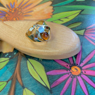 CHRISTOPHE POLY HANDMADE Amber Oval Cat's Eye RING in Gold  