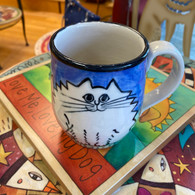 white cat ceramic mug handcrafted in the USA