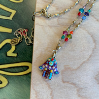 MICHAL GOLAN Petite Multi Colored Hamsa Necklace