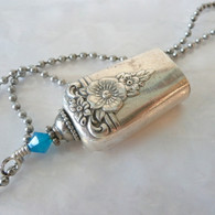 ANGEL BELL NECKLACE Swarovski Turquoise 1950 Spring Charm Necklace 077