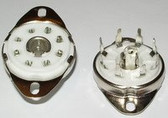 8 Pin "Loktal" Tube Socket - Ceramic - Saddle Mount w/PCB Terminals (Item: SKT-8L-C2)