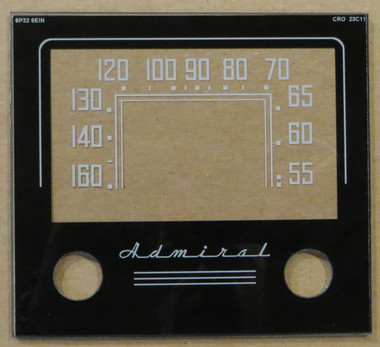 Dial image taken against a tan/brown background to illustrate dial scale white print. Dial is clear other than white and black print.