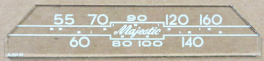 Dial image taken against a tan/brown background to illustrate white dial scale print. Dial glass is clear other than scale print.