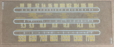 Dial image taken against a tan/brown background to better illustrate white portions of dial scale. Dial glass is clear other than scale printing.