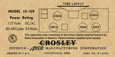 Crosley 10-139 Label-12AV6 Version (Item: LBL-CR-10-139-12AV6)