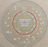 Dial image taken against a tan/brown background to illustrate white portions of dial scale. Dial is clear glass other than scale print.