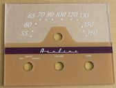 Dial photo taken against a tan background to illustrate white upper print - upper portion is clear