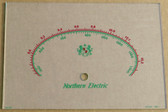 Dial image taken against a tan background to illustrate scale printing. Dial is clear glass other than printing.