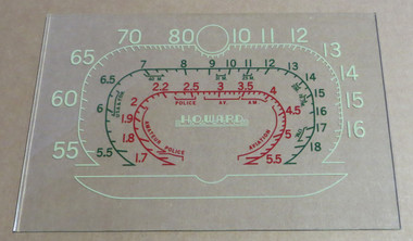 Dial image taken against a tan background to illustrate off-white part of scale. Dial is clear other than scale printing.