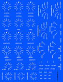Decal illustration on blue background to show white decal print