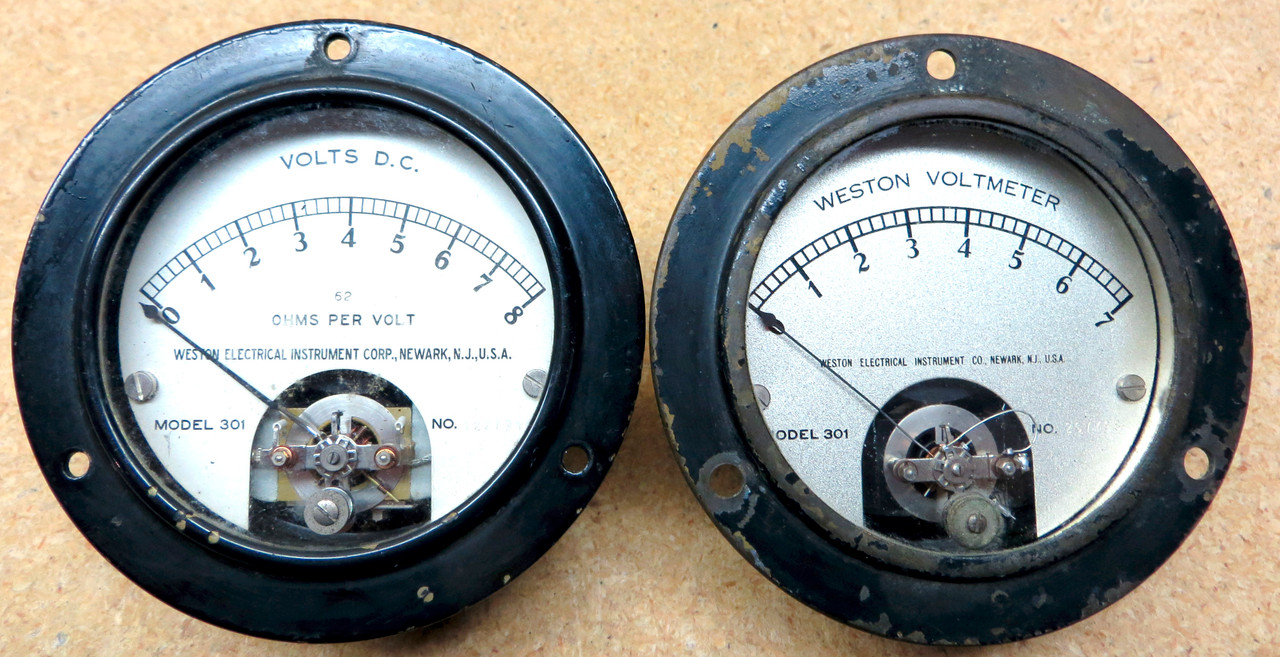 Two Vintage Weston Type 301 Direct Current Panel Mount Voltmeters Used (Item RDW114) Radio