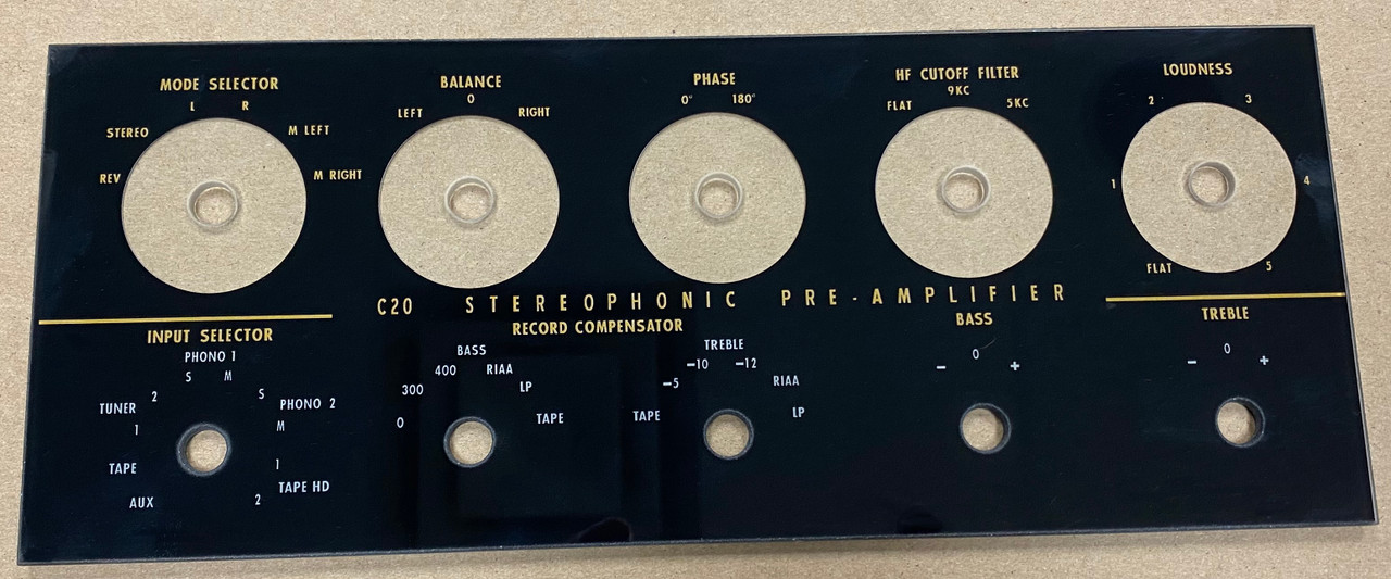 MCINTOSH C20 フェイス プレート ガラスパネル McIntosh C20 Faceplate-No Logo (Later Version-Smaller) (Item: DG